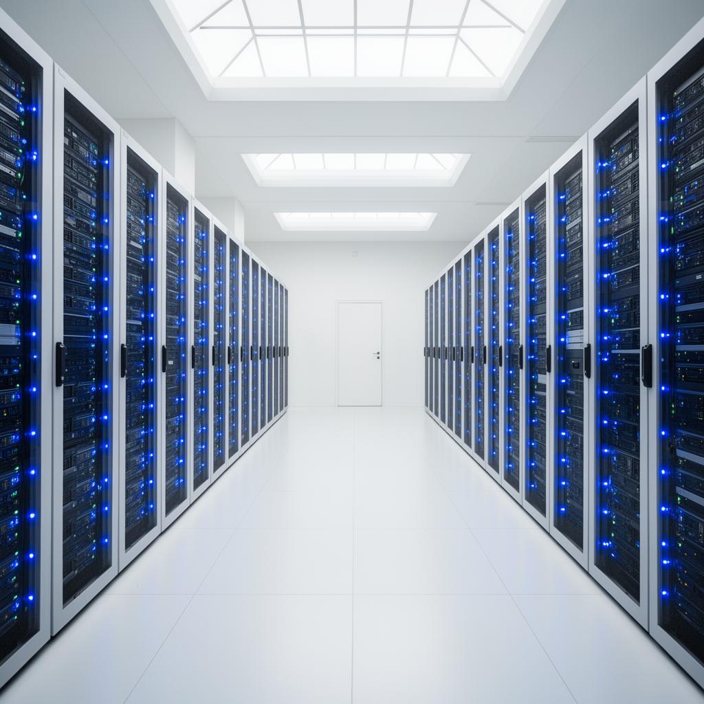 Modern data centre with server racks
